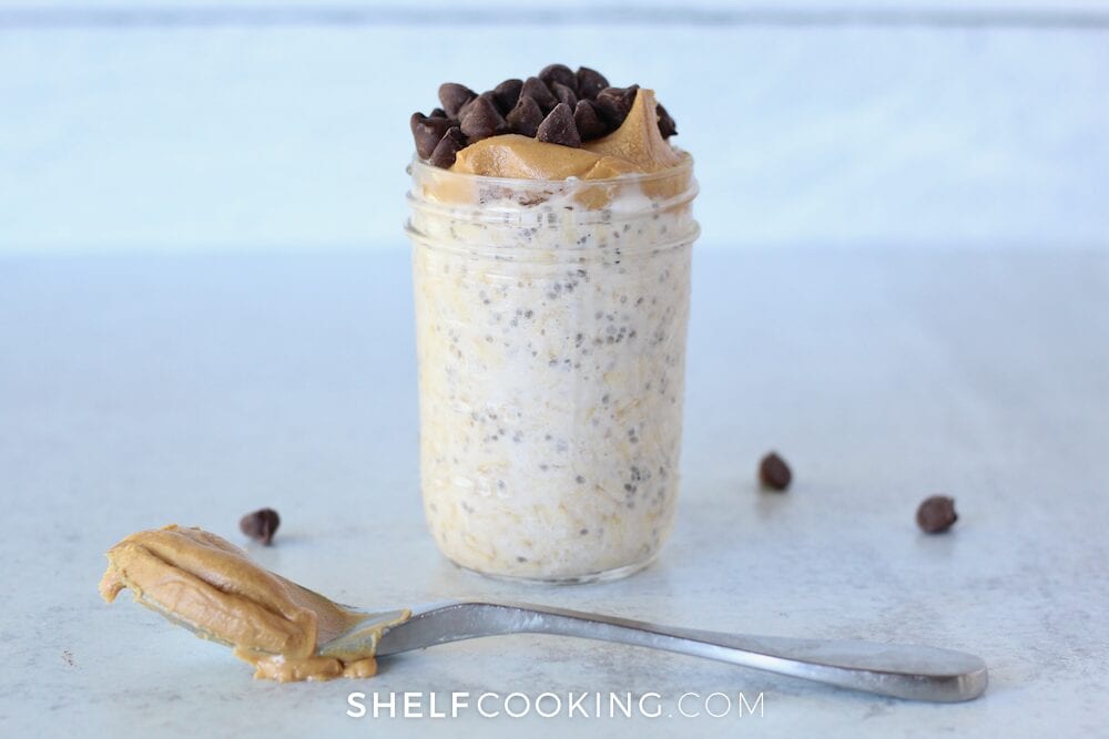 Chocolate Peanut Butter Overnight Oats from Shelf Cooking 
