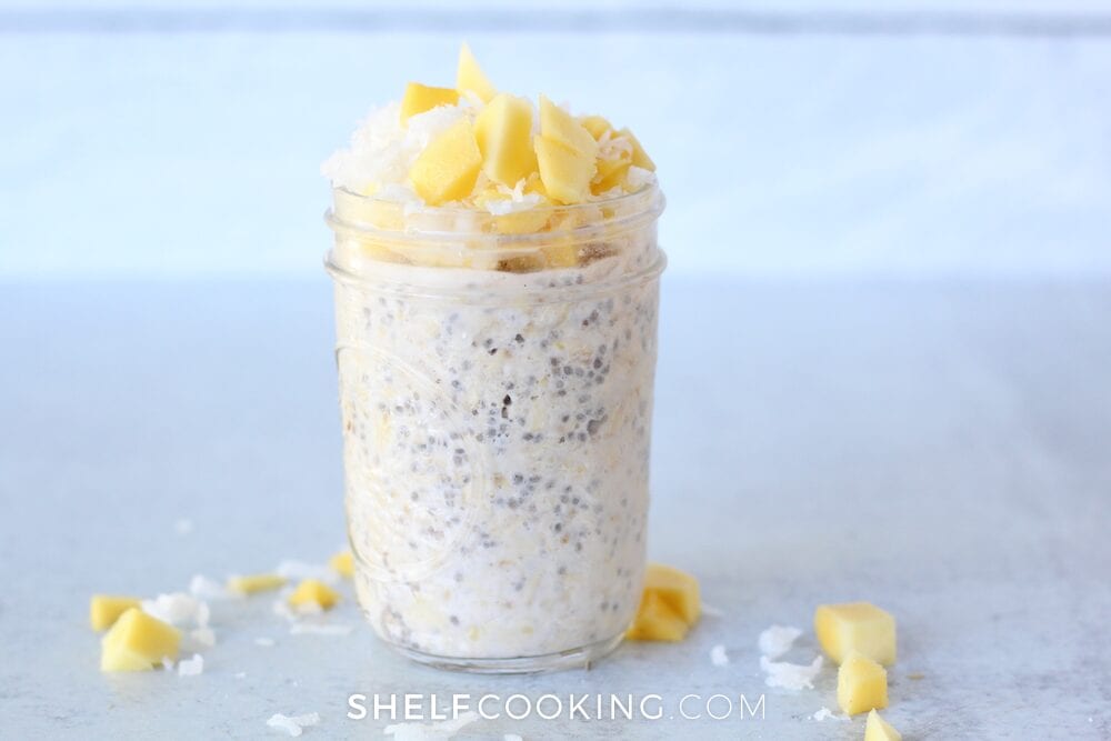 Mango Coconut Overnight Oats from Shelf Cooking 