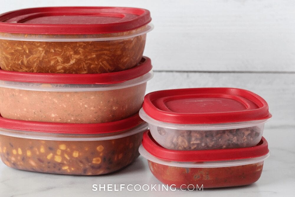 Leftovers in airtight containers, from Shelf Cooking