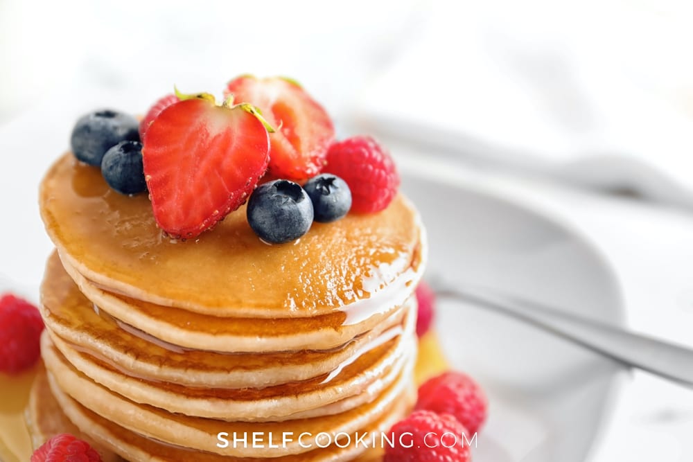 Pancakes with syrup and berries, from Shelf Cooking