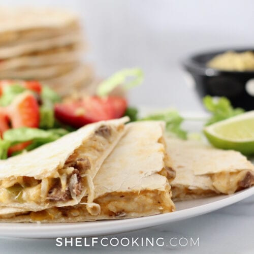 steak quesadilla on a plate, from Shelf Cooking