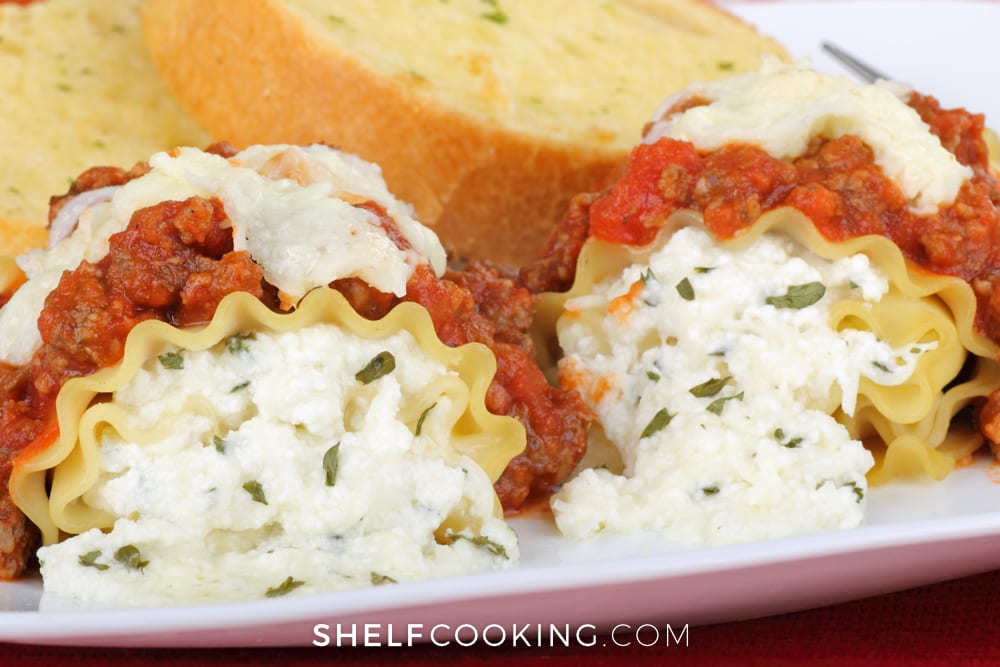 lasagna roll ups with meat sauce, from Shelf Cooking