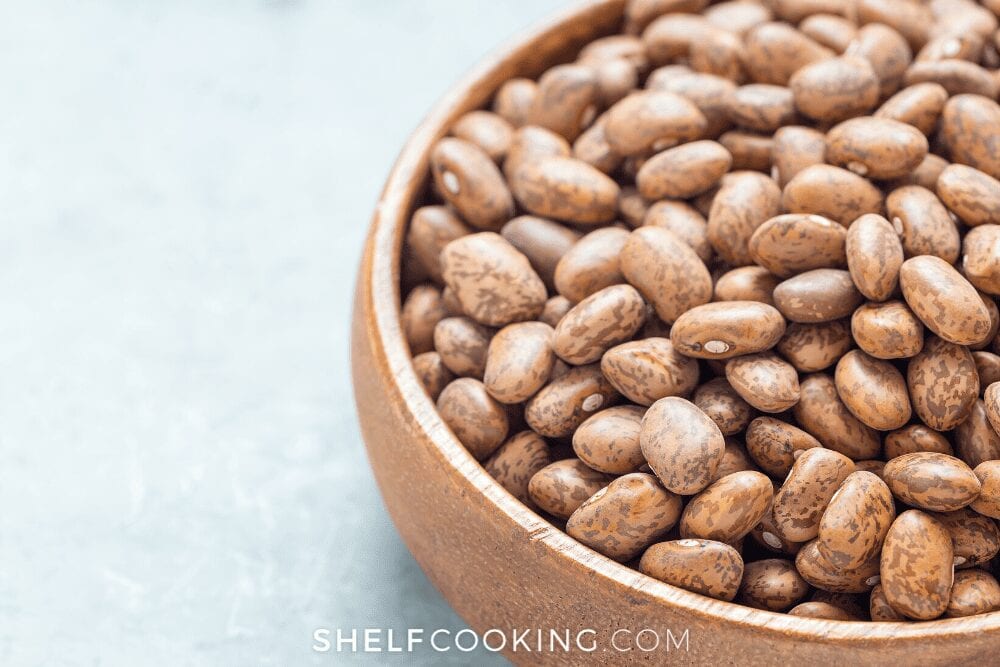 pinto beans in a bowl, from Shelf Cooking