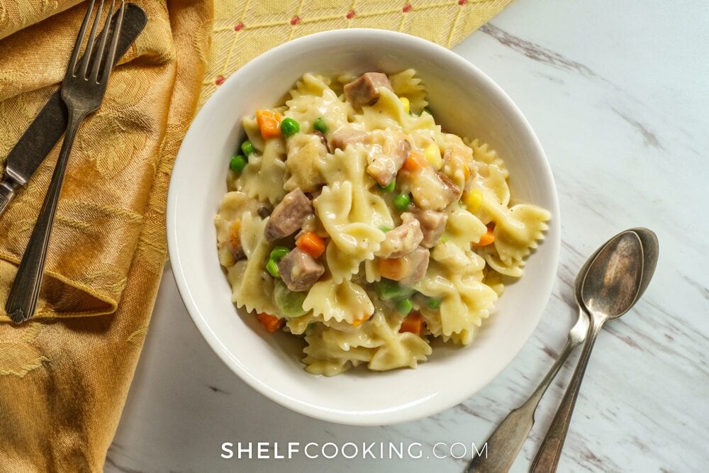 Leftover turkey pasta, from Shelf Cooking 
