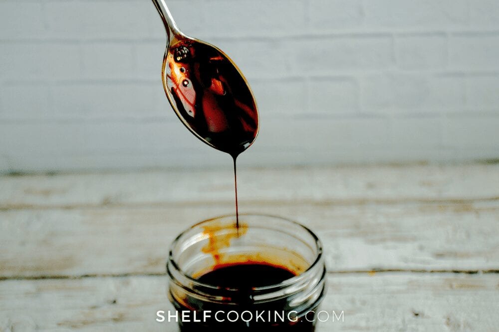 a spoonful of balsamic glaze, from Shelf Cooking
