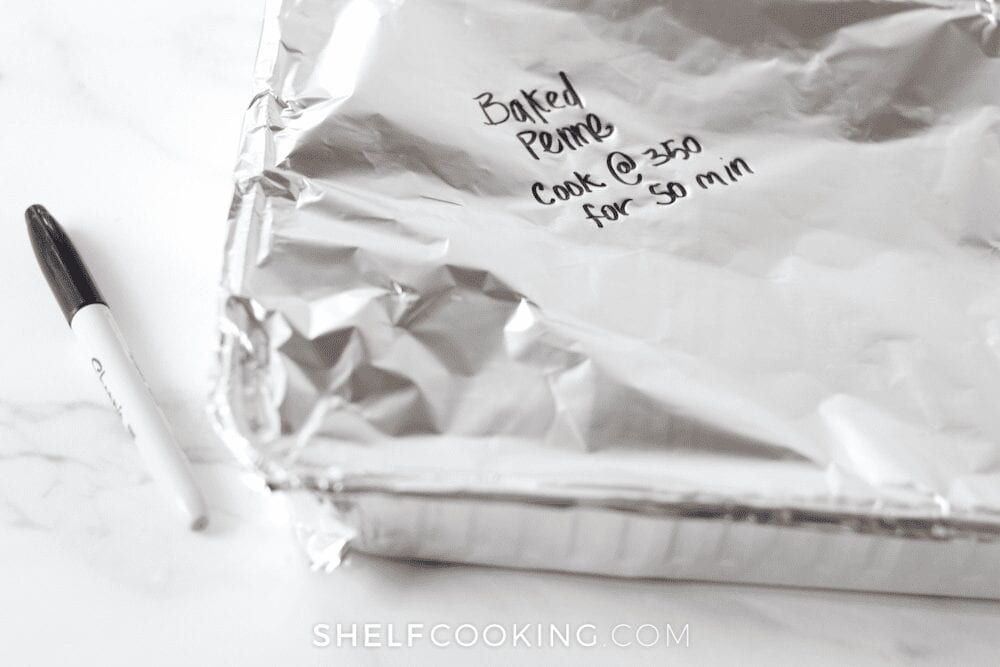 food container wrapped in foil, from Shelf Cooking 