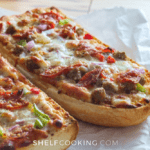 french bread pizza with pepperoni and peppers, from Shelf Cooking