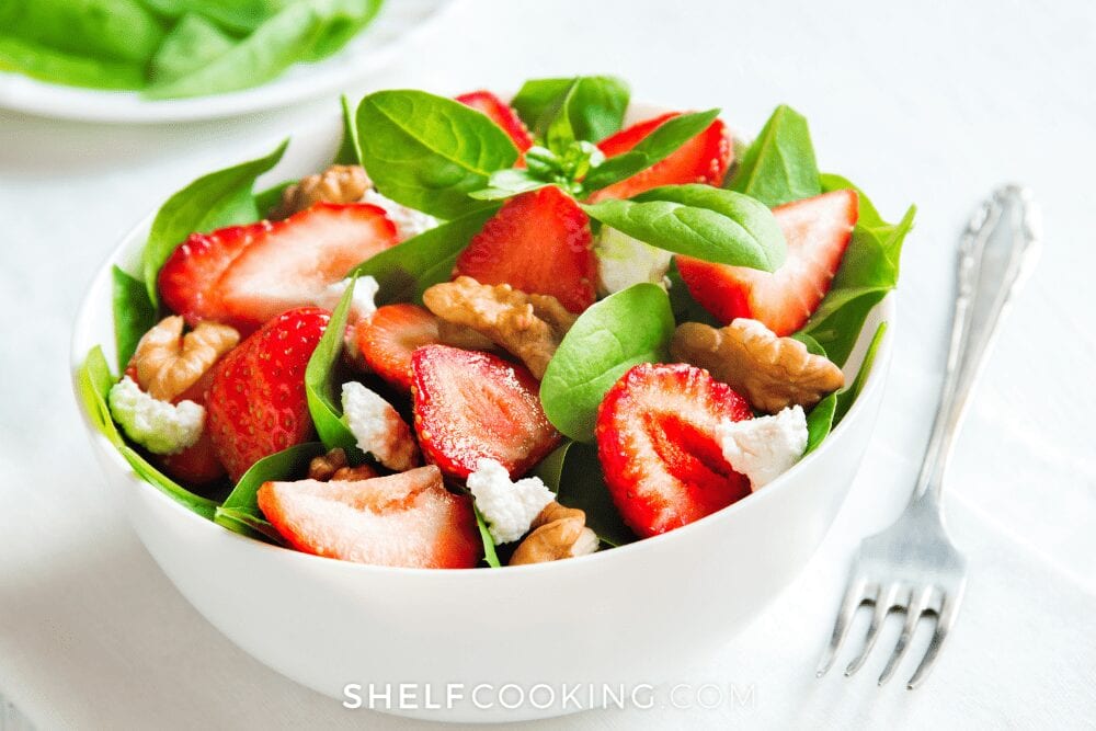 spinach salad with strawberries, from Shelf Cooking 