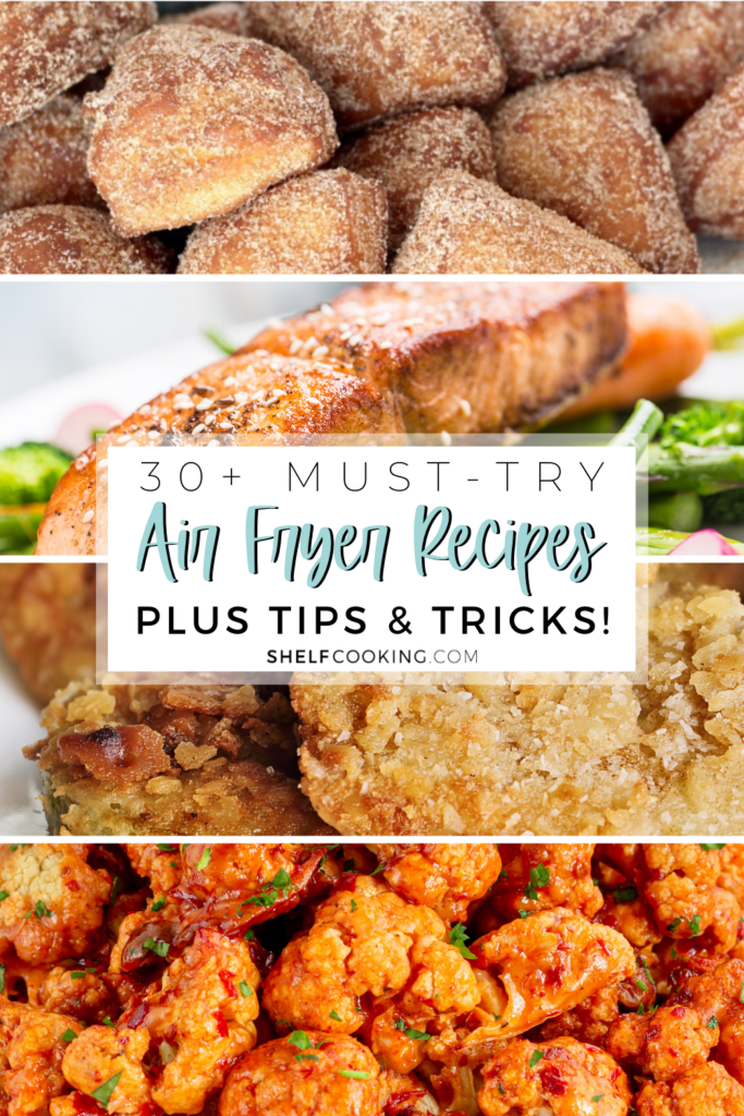 image reading "get 30+ recipes and air fryer tips" from Shelf Cooking