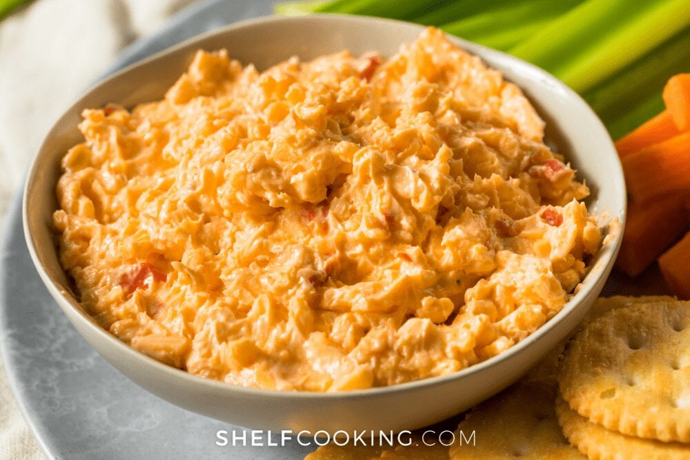 bowl of homemade pimento cheese, from Shelf Cooking