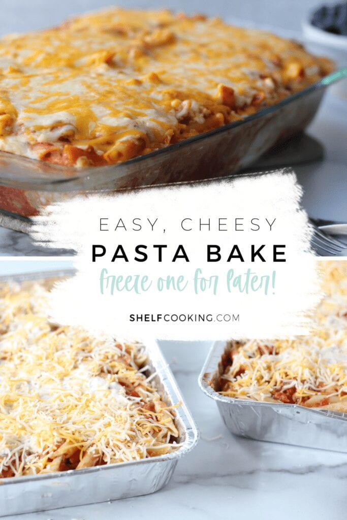 how to make an easy pasta bake freezer meal, from Shelf Cooking
