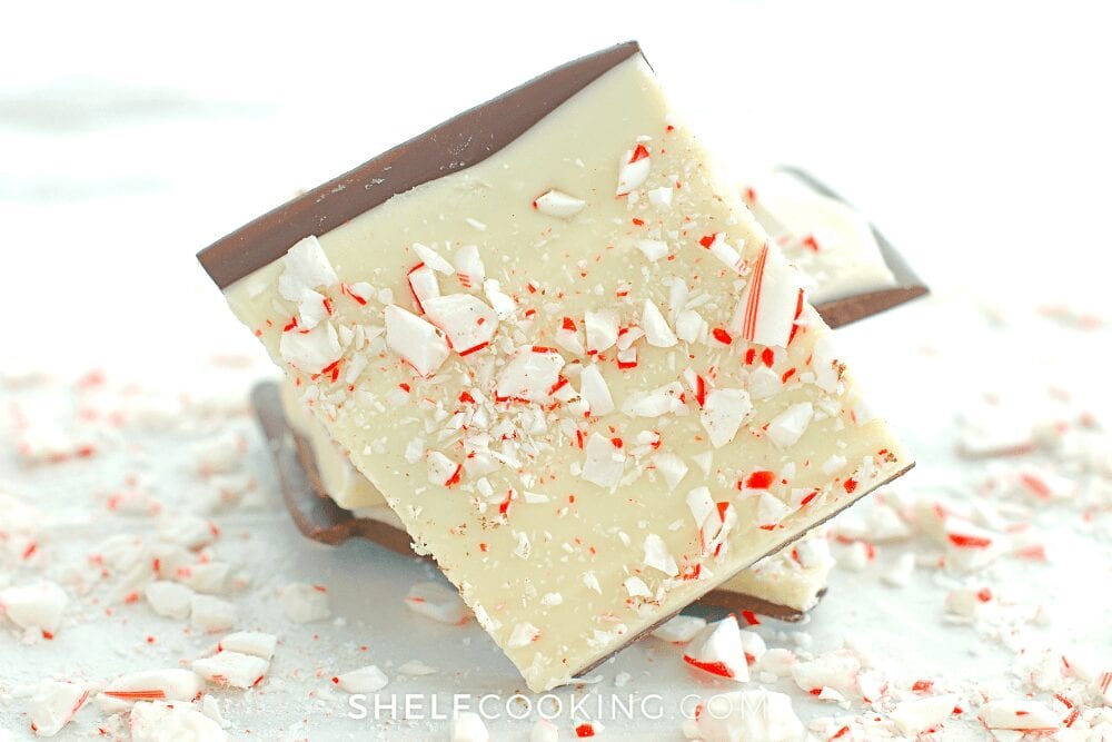 homemade peppermint bark candy, from Shelf Cooking