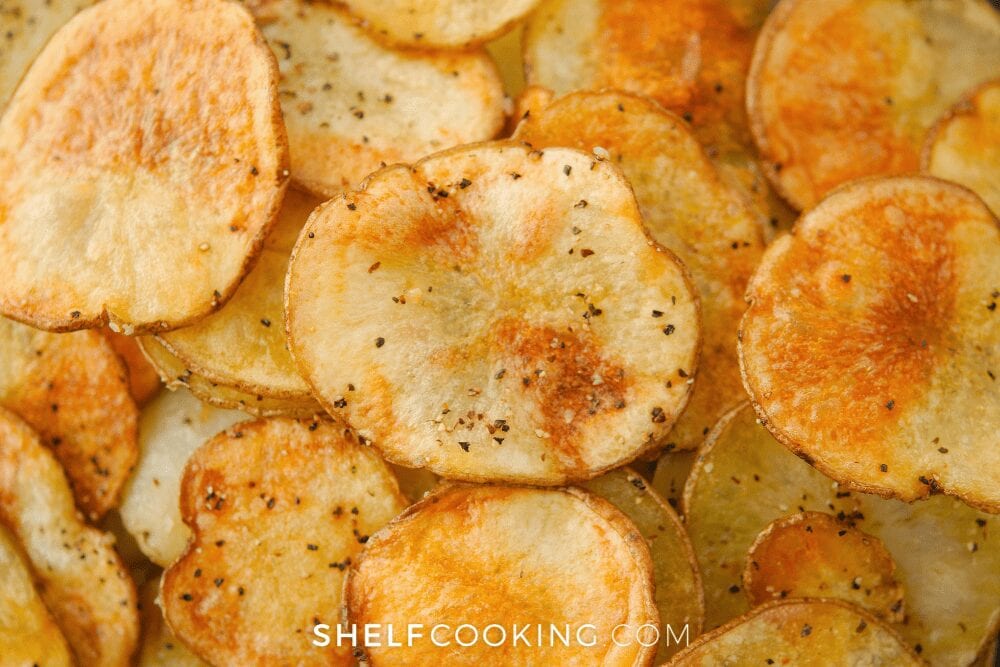 thin sliced baked potato chips, from Shelf Cooking