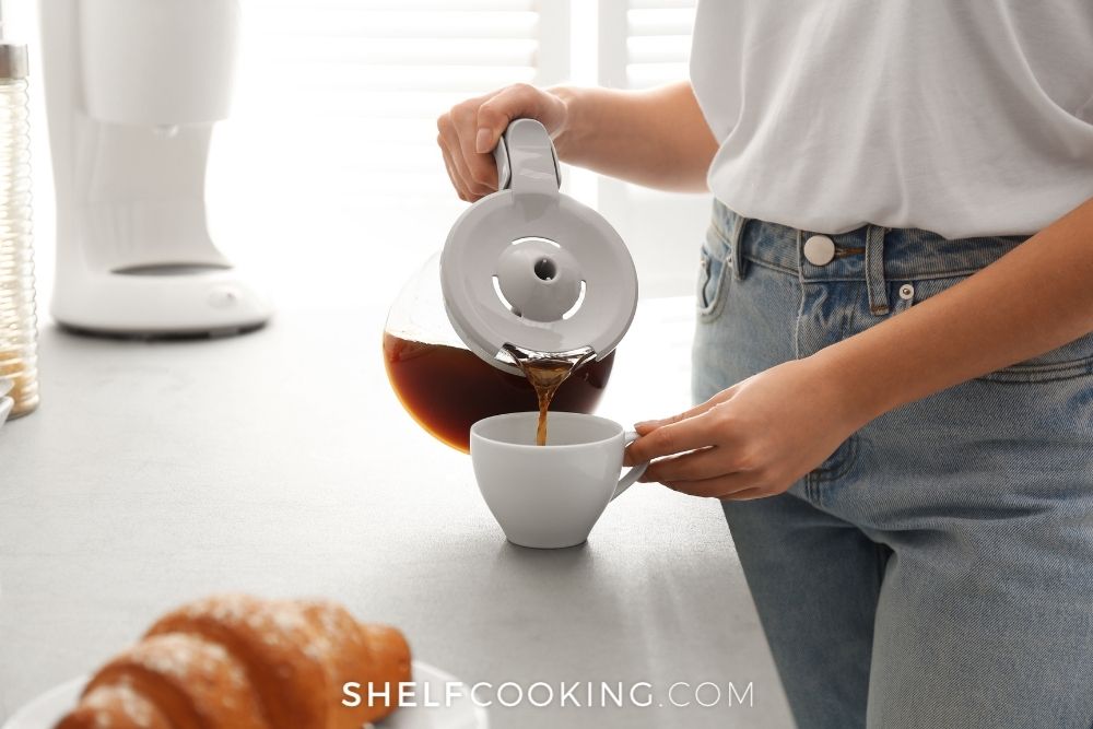 woman pouring a cup of coffee, from Shelf Cooking