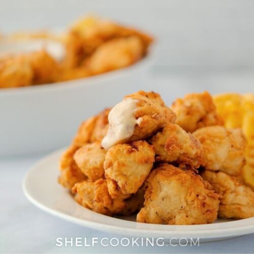 copycat chick-fil-a chicken nuggets on plate, from Shelf Cooking