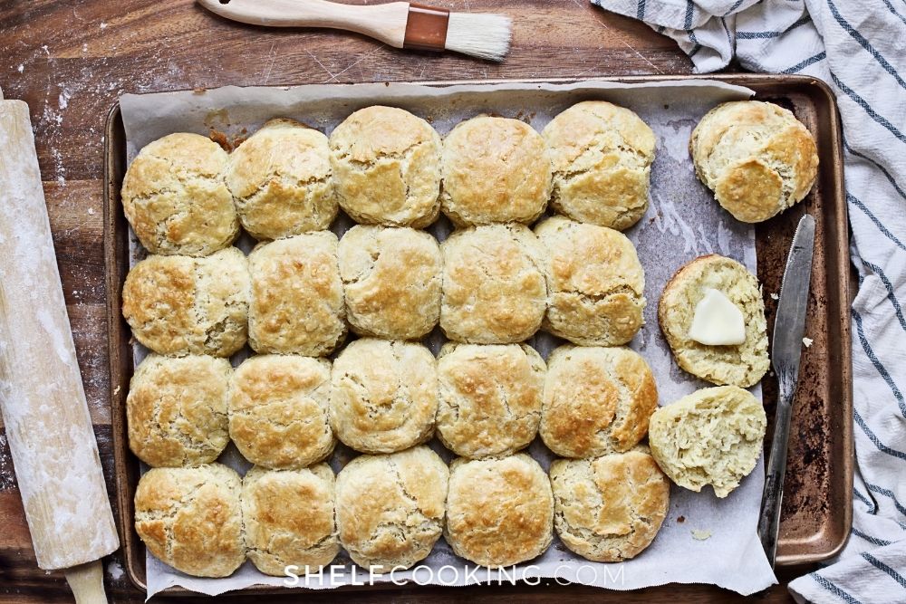 buttermilk biscuits on a baking tin, from Shelf Cooking