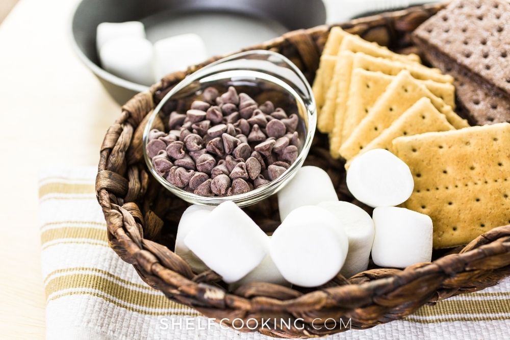 ingredients for s'mores, from Shelf Cooking