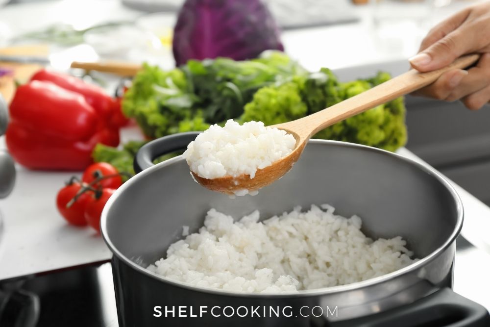 making a pot of rice, from Shelf Cooking