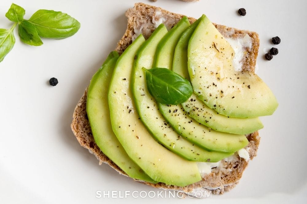 slice of avocado toast, from Shelf Cooking