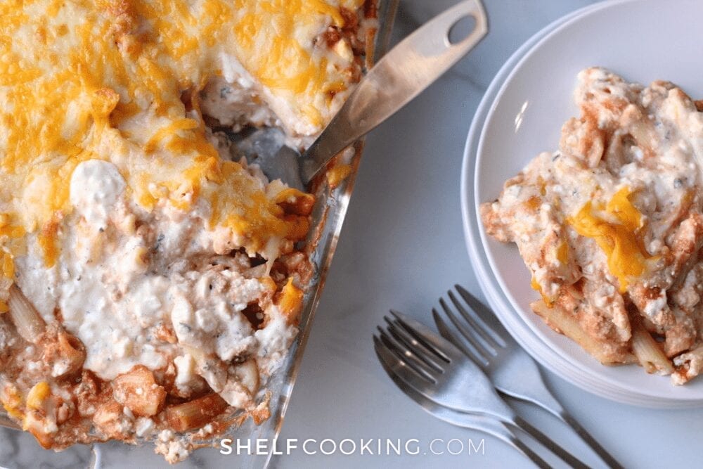 Easy pasta bake from Shelf Cooking. 