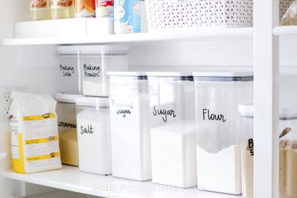 organized pantry shelves, from Shelf Cooking
