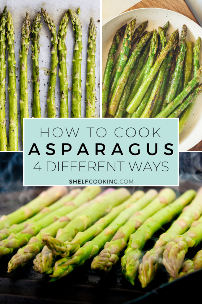 Asparagus on a baking sheet from Shelf Cooking. 