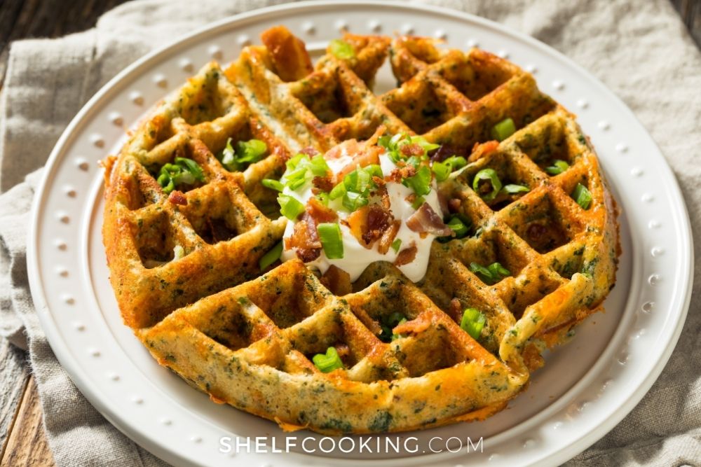 savory leftover stuffing waffle, from Shelf Cooking