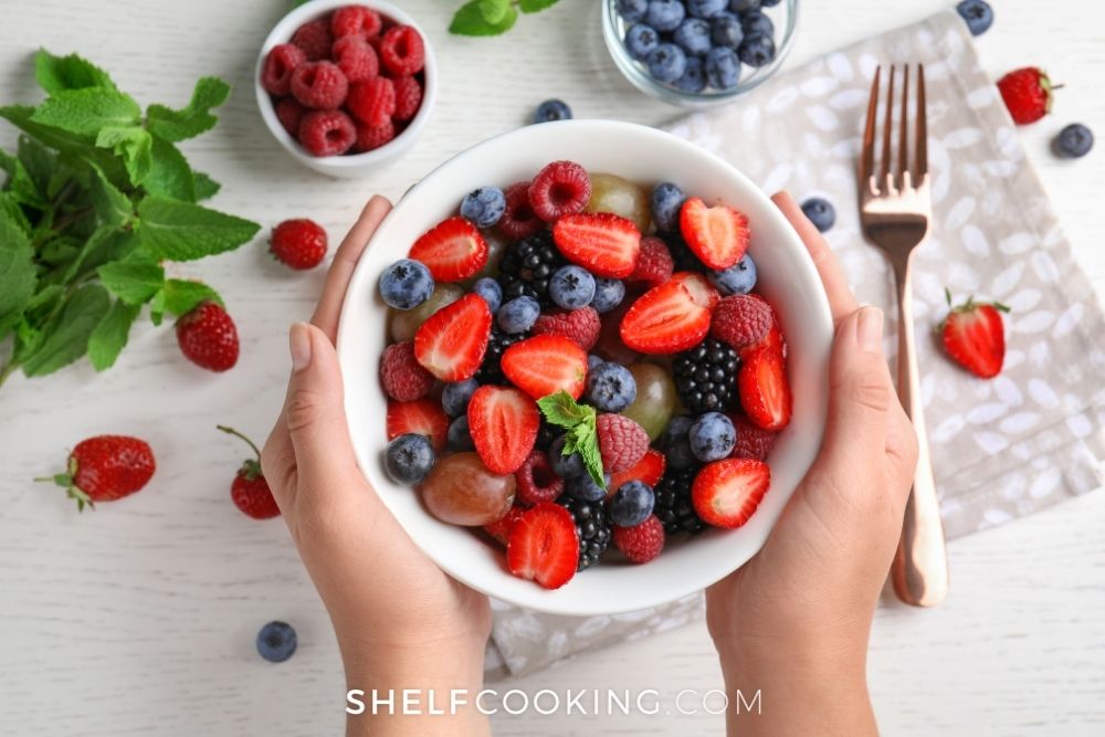 bowl of fresh fruit, from Shelf Cooking